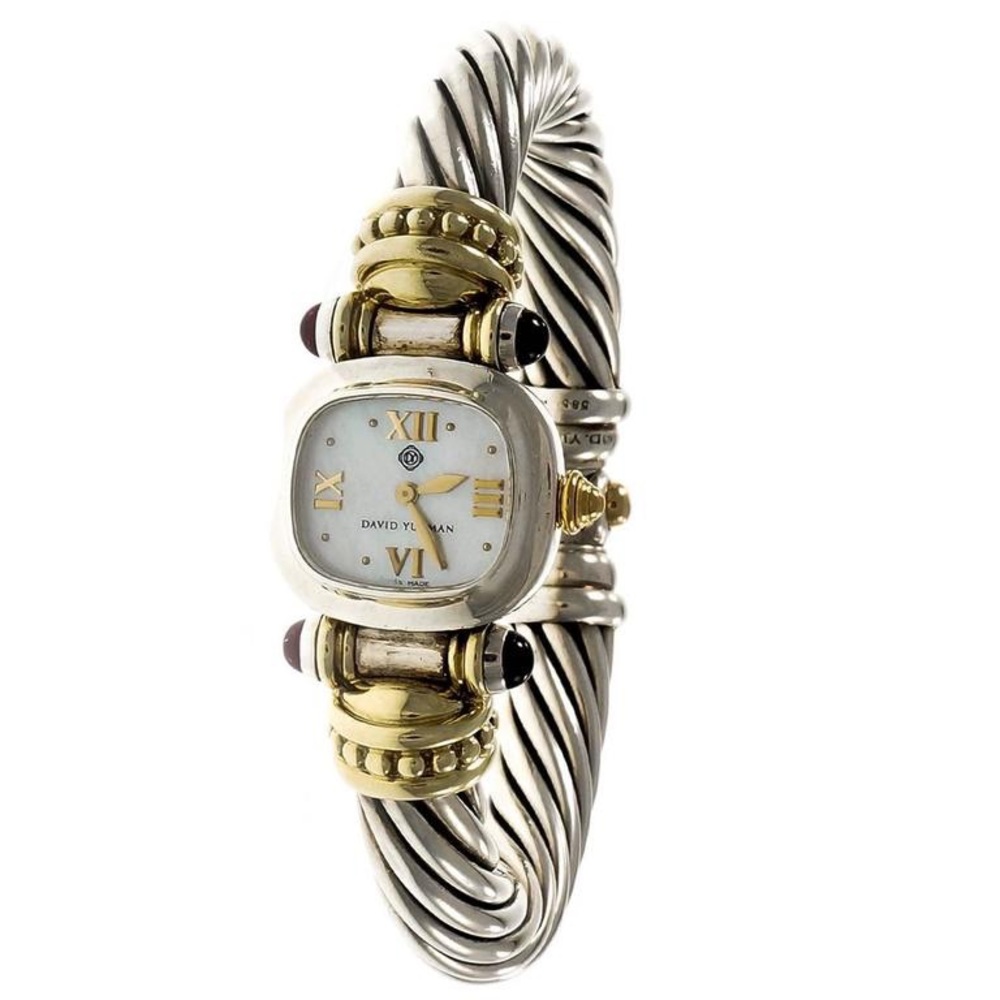 David Yurman Cable Watch with Garnet Cabochons